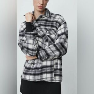 Zara Black and White Plaid Jacket